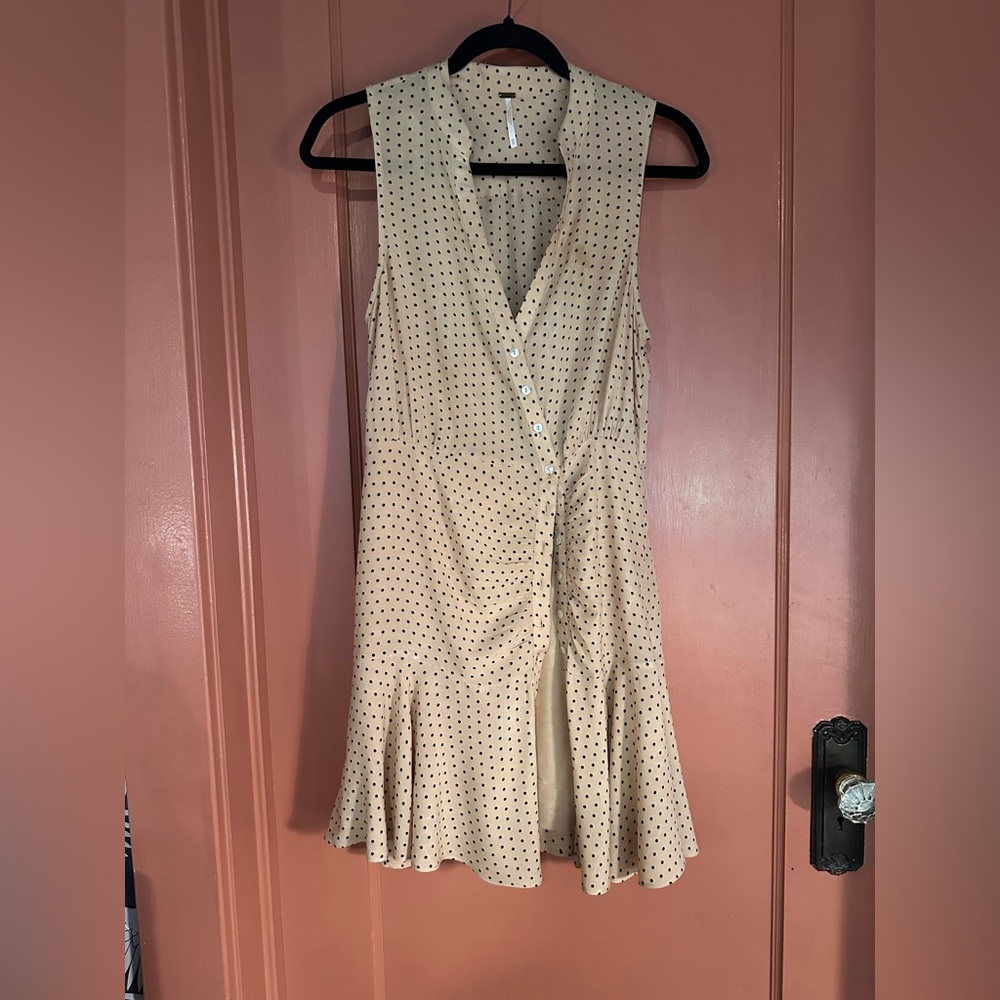 Free People Cream Polka Dot Mini Dress